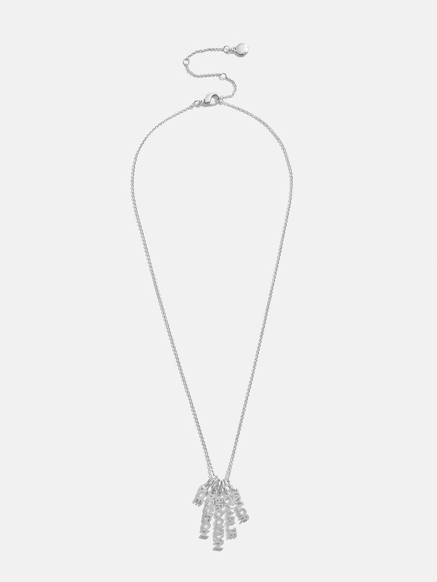 Mini Silver Block Cluster Custom Nameplate Necklace - 1 Name