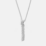 Mini Silver Pavé Block Cluster Custom Nameplate Necklace - 1 Name