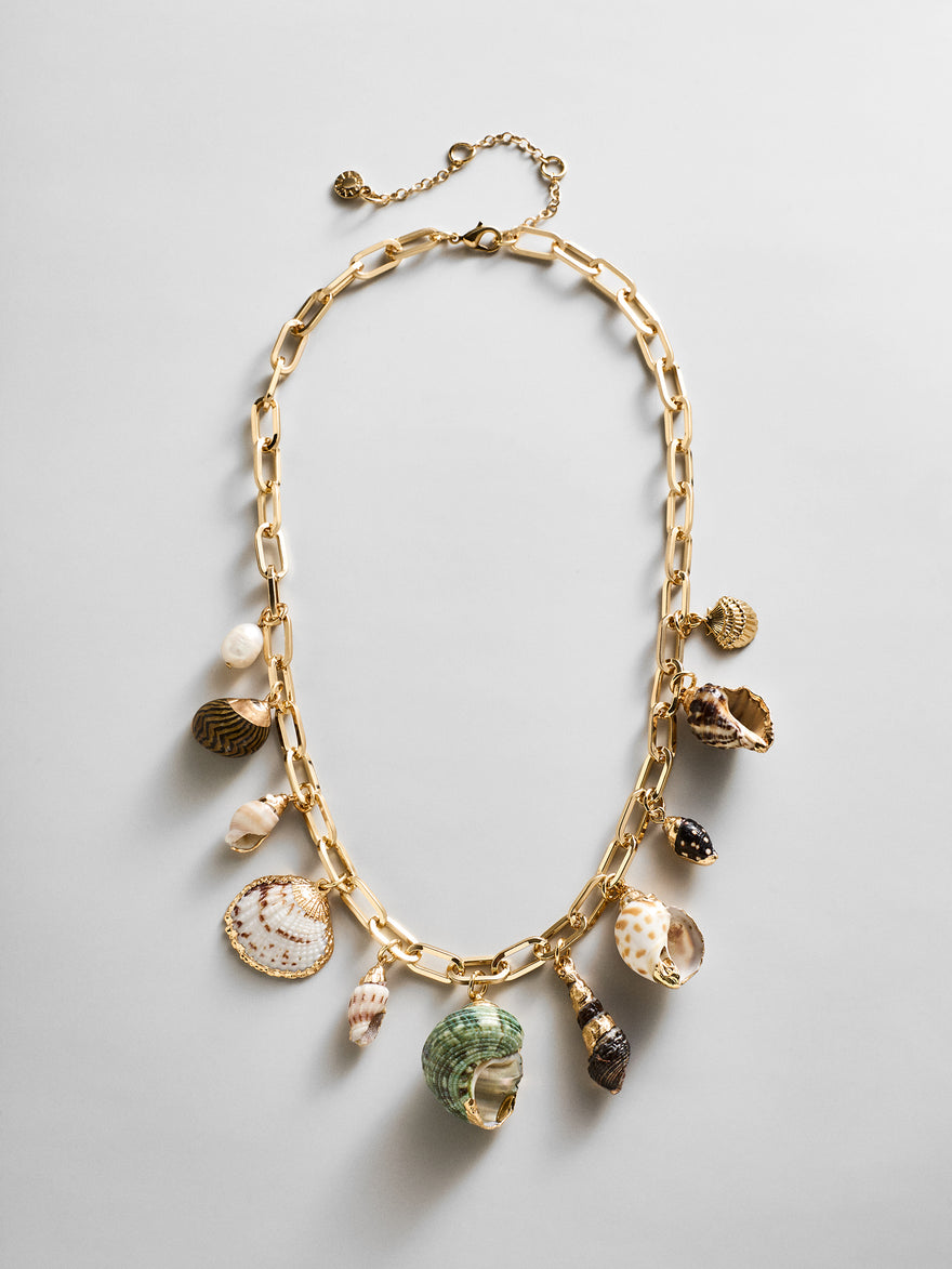 Kara Shell Charm Necklace - Gold