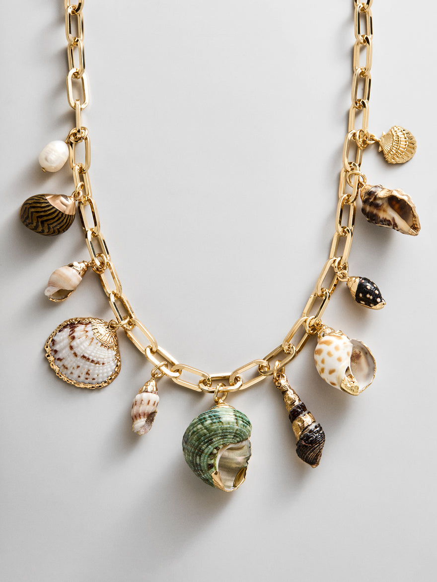 Kara Shell Charm Necklace - Gold