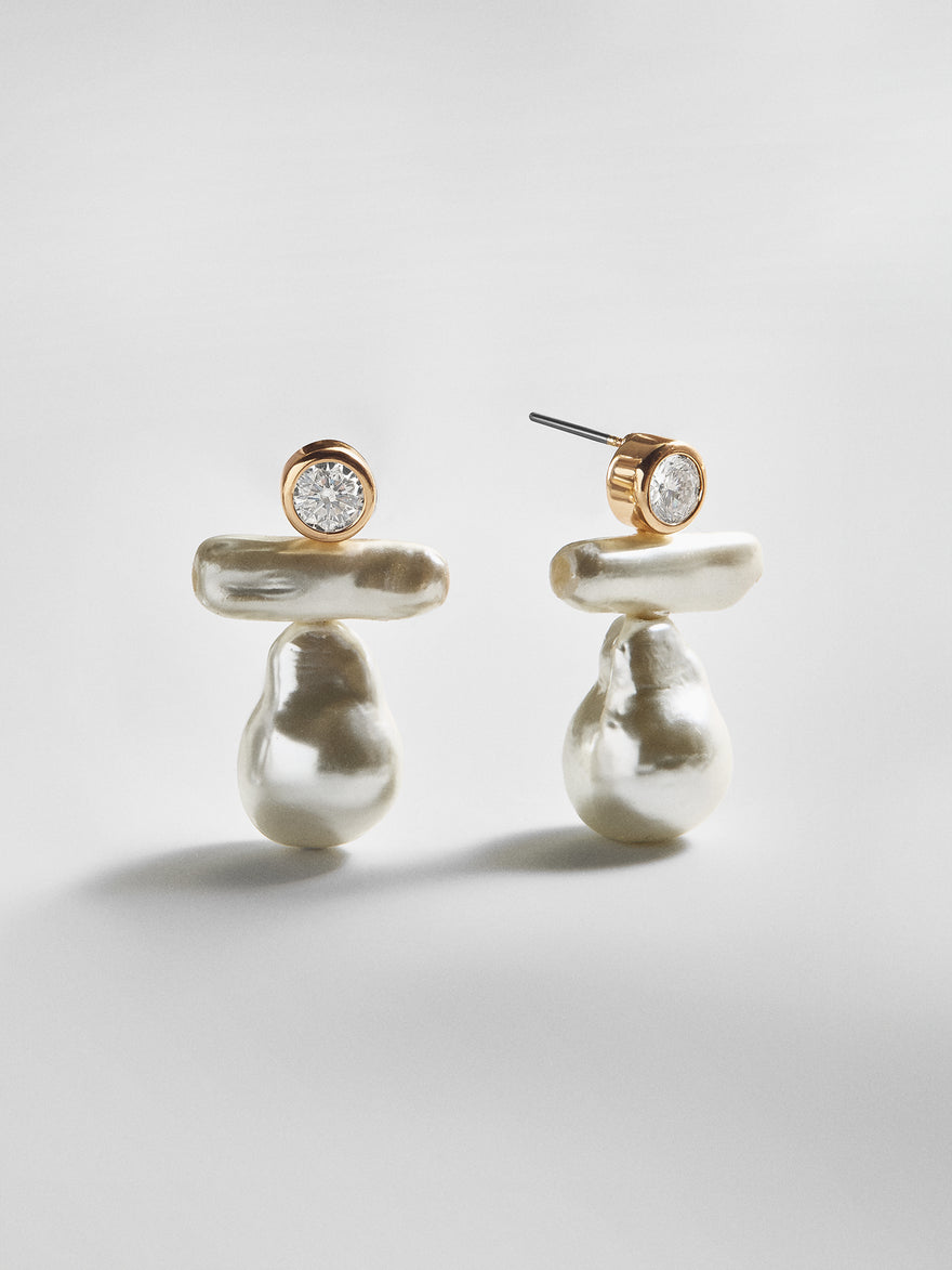 Josephine Pearl Earrings - Gold/Pearl