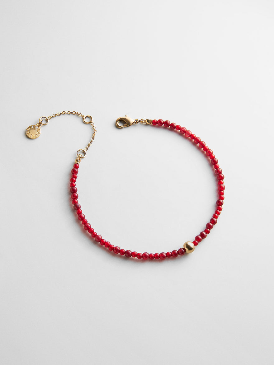 Kyanna Semi-Precious Waterproof Anklet - Red Jasper