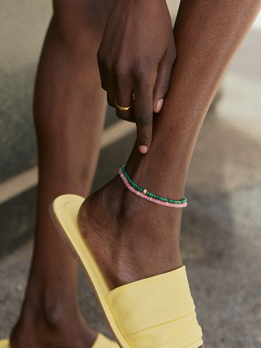Kyanna Semi-Precious Waterproof Anklet - Malachite