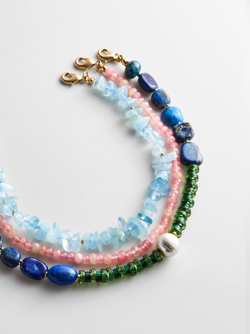 Brooke Semi-Precious Waterproof Anklet Set - Muted Multi