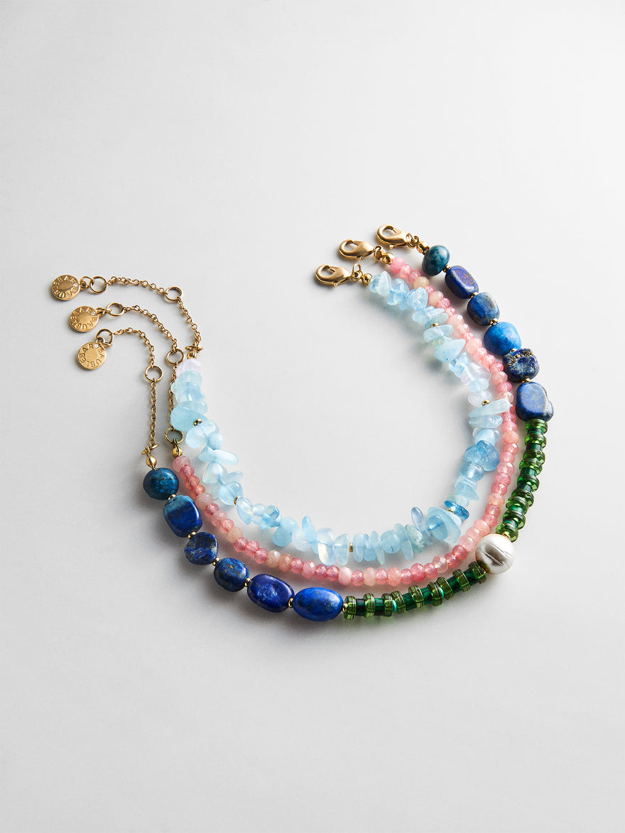 Brooke Semi-Precious Waterproof Anklet Set - Muted Multi