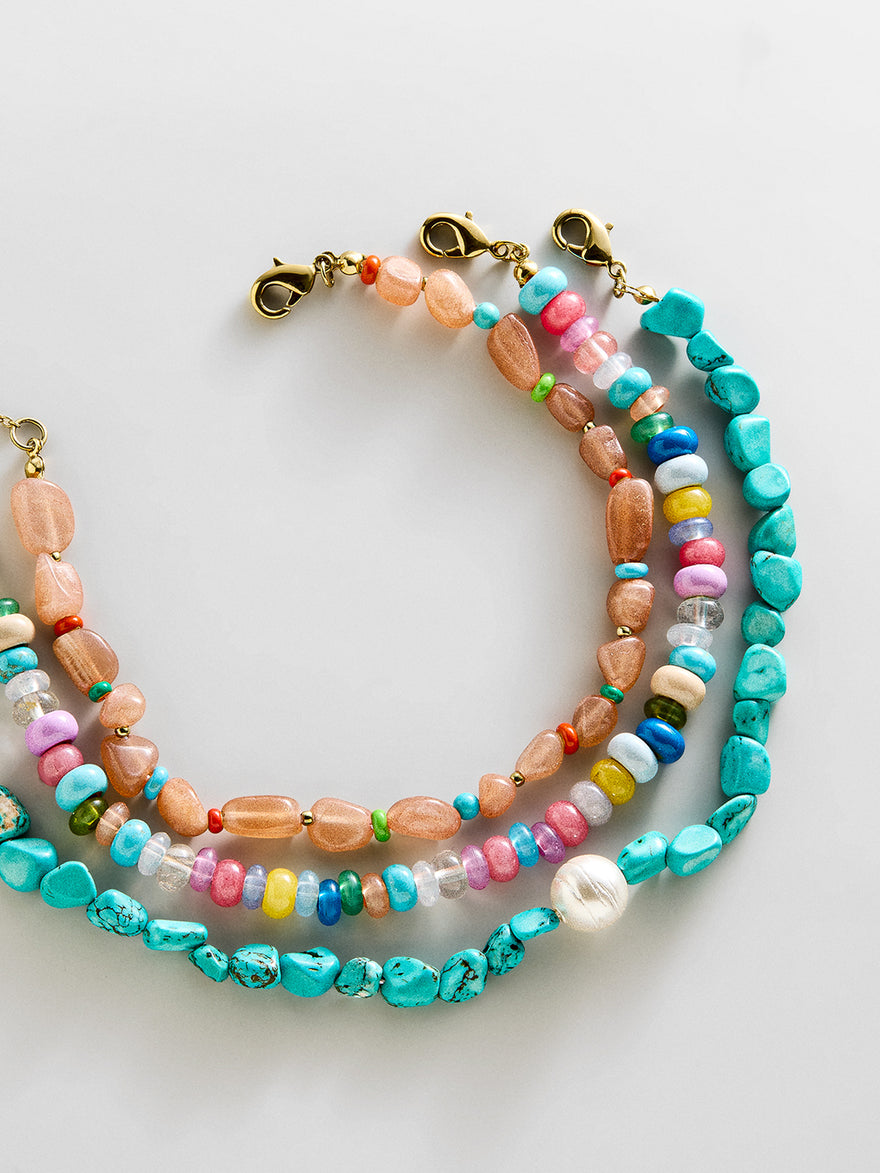 Brooke Semi-Precious Waterproof Anklet Set - Bright Multi