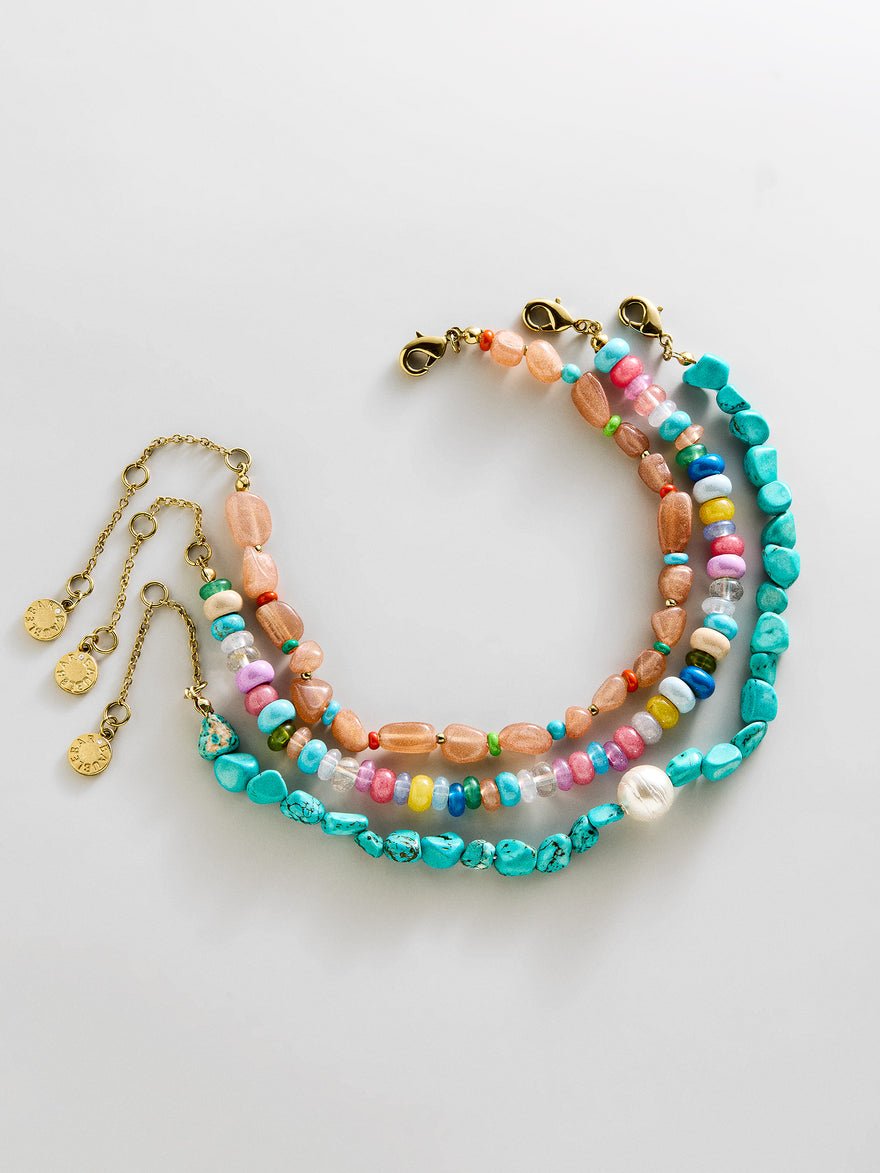 Brooke Semi-Precious Waterproof Anklet Set - Bright Multi