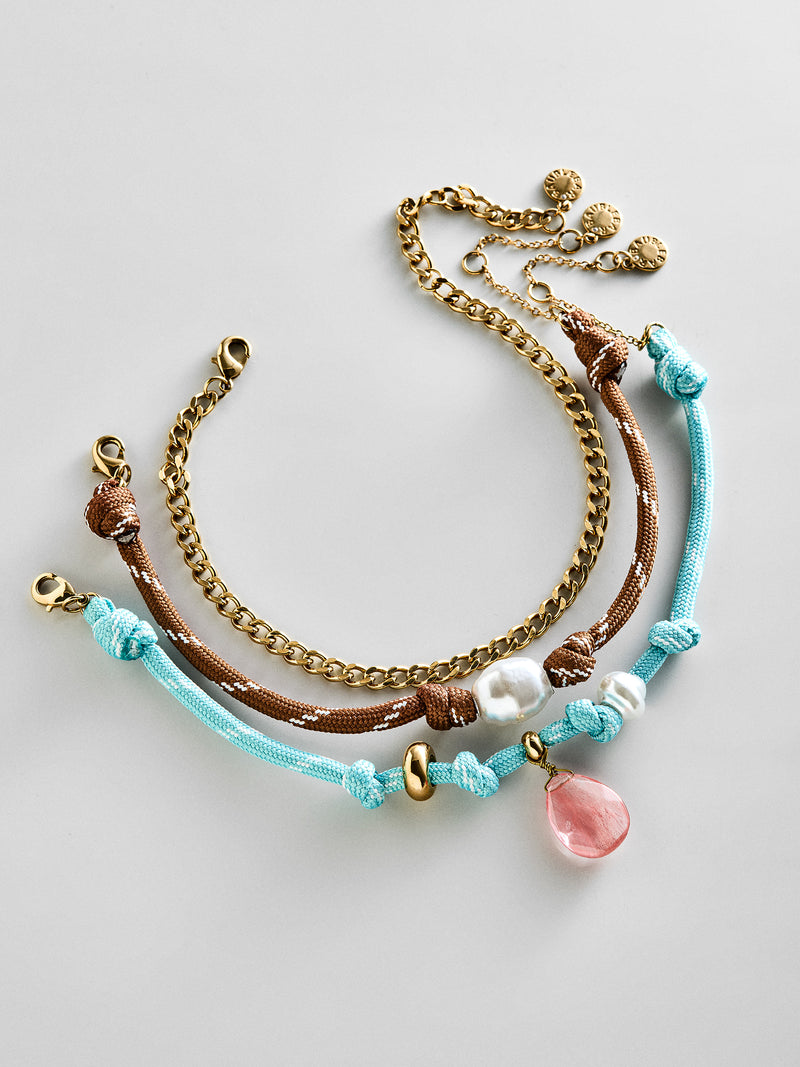 Brooke Semi-Precious Waterproof Anklet Set - Turquoise