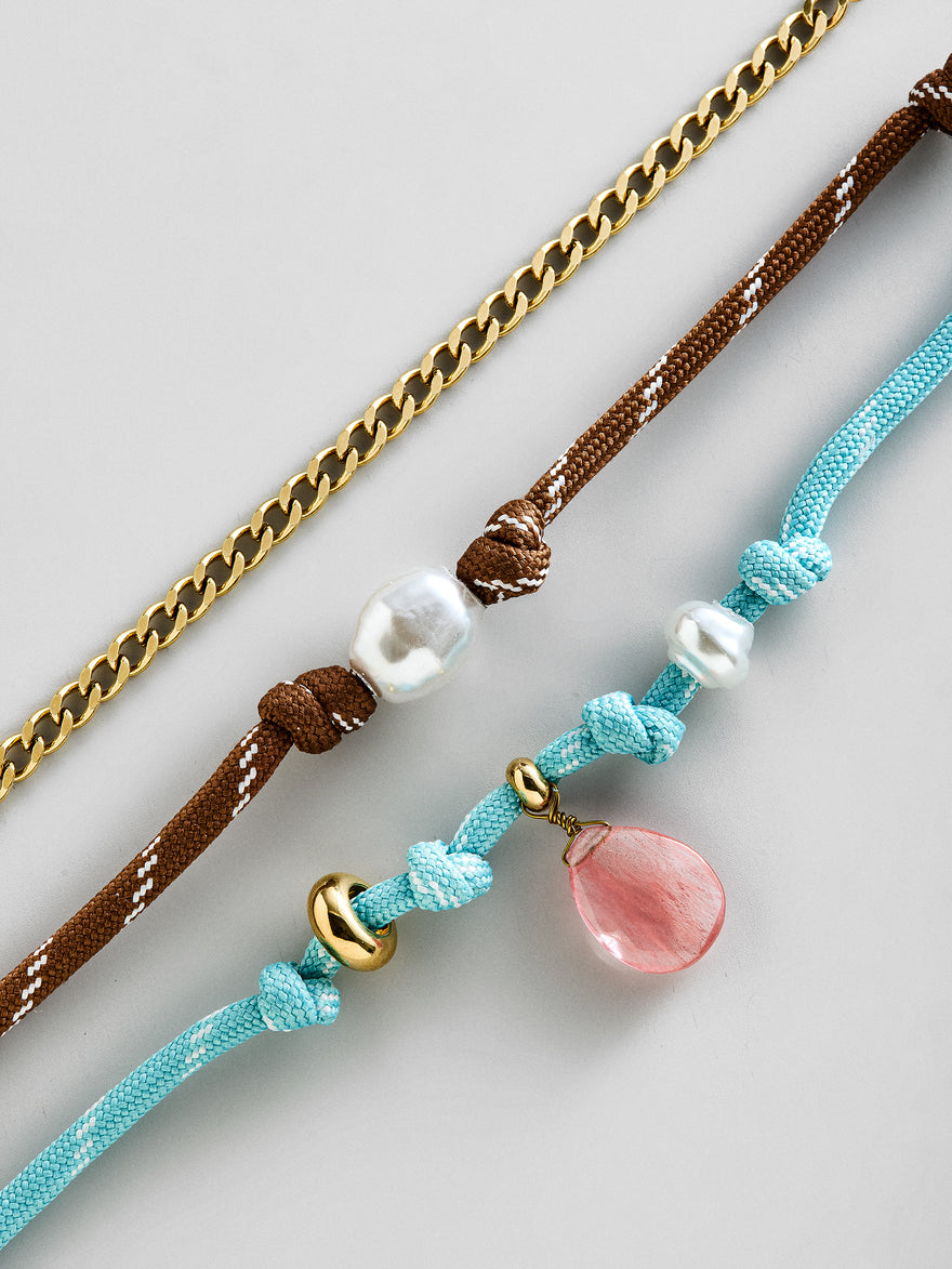 Brooke Semi-Precious Waterproof Anklet Set - Turquoise