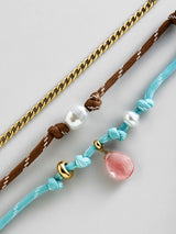 BaubleBar Brooke Semi-Precious Waterproof Anklet Set - Turquoise - 
    Set of three beaded anklets
  
