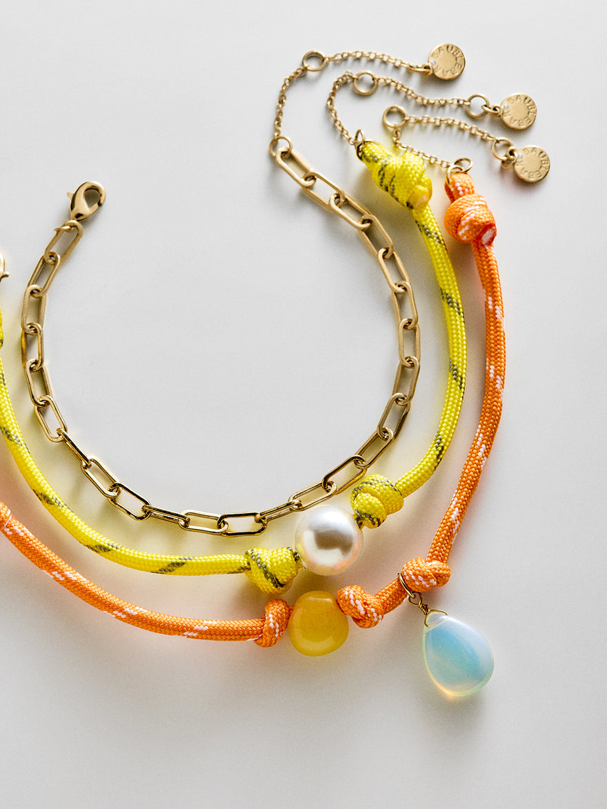 Brooke Semi-Precious Waterproof Anklet Set - Orange