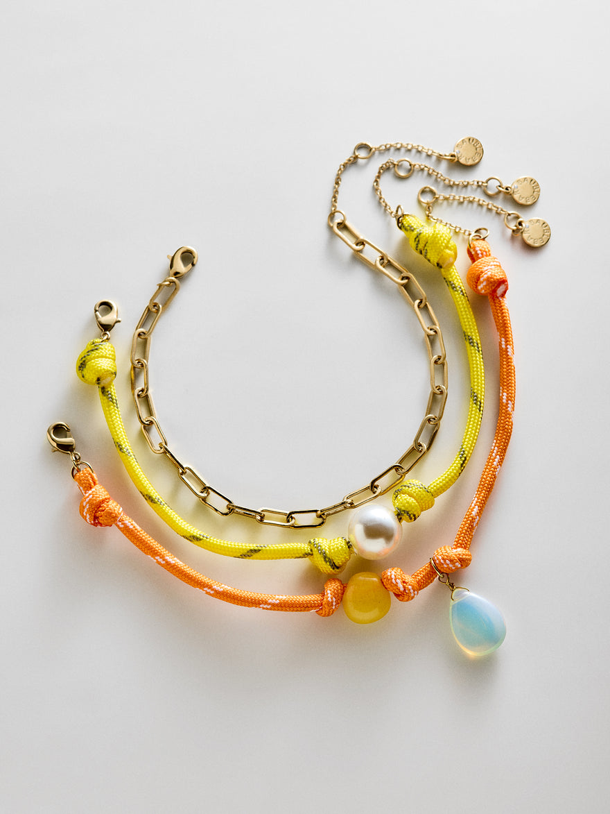 Brooke Semi-Precious Waterproof Anklet Set - Orange