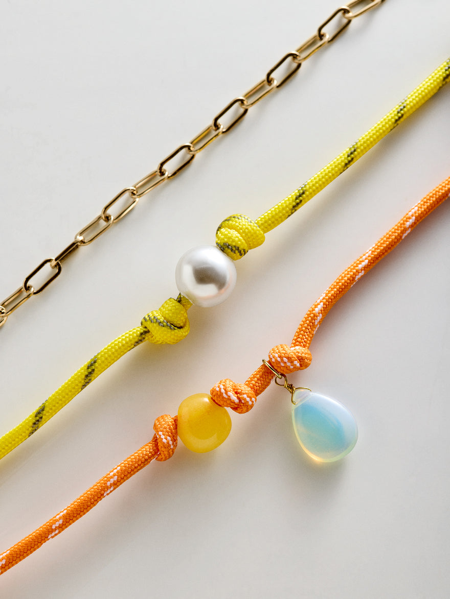Brooke Semi-Precious Waterproof Anklet Set - Orange