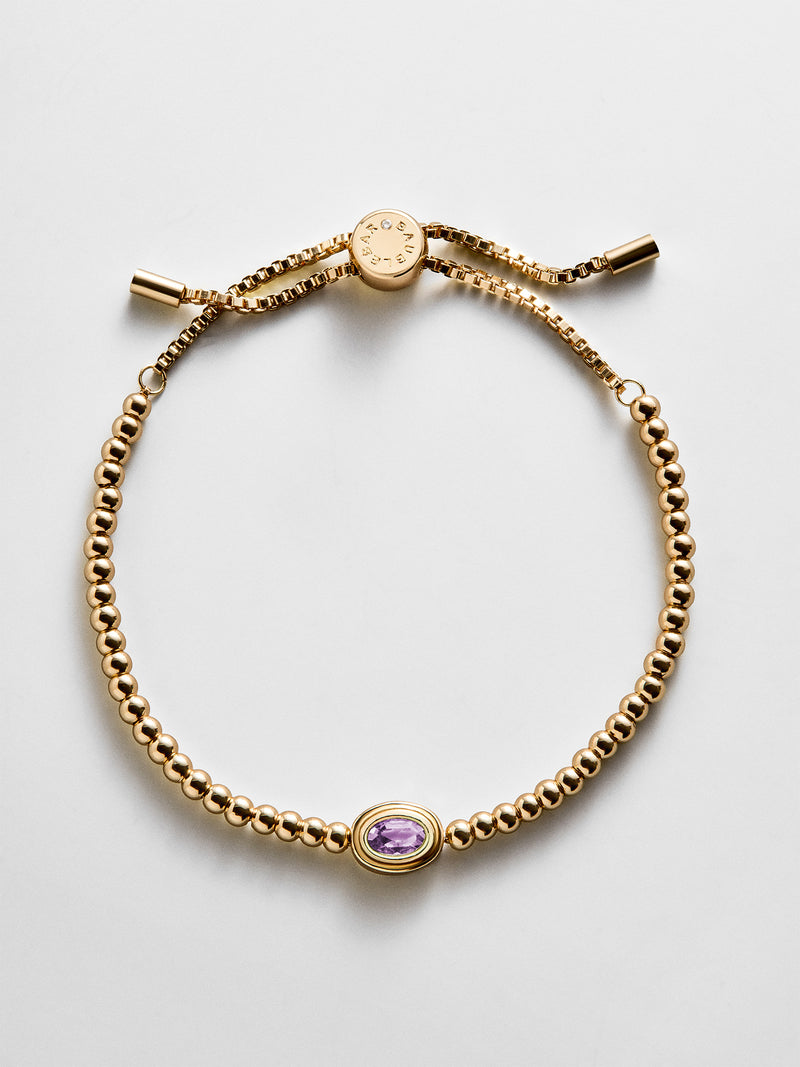 Bezel Birthstone Pisa Bracelet - Light Amethyst