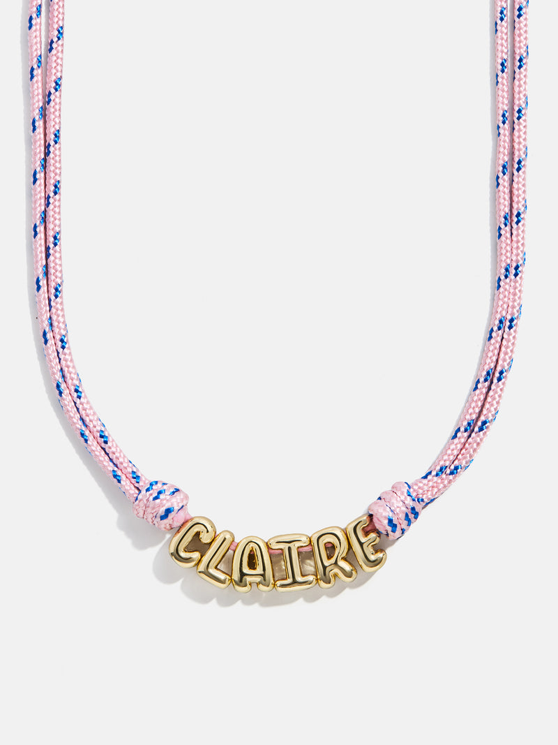 Bubble Letter Custom Paracord Necklace - Soft Pink