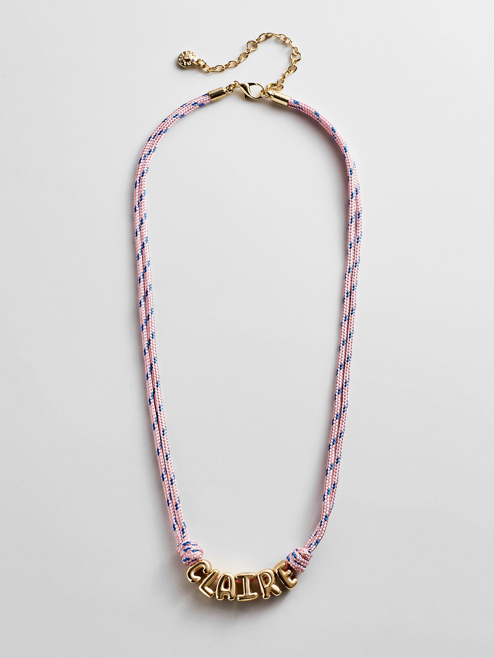Bubble Letter Custom Paracord Necklace - Soft Pink