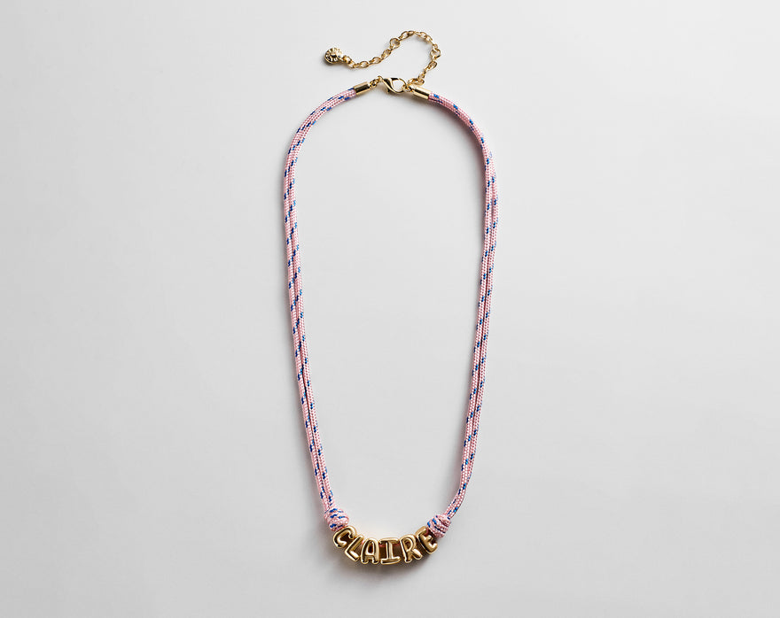 Bubble Letter Custom Paracord Necklace - Soft Pink