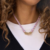 Bubble Letter Custom Paracord Necklace - Soft Pink