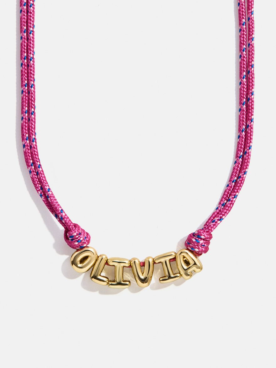 Bubble Letter Custom Paracord Necklace - Hot Pink