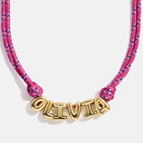 Bubble Letter Custom Paracord Necklace - Hot Pink