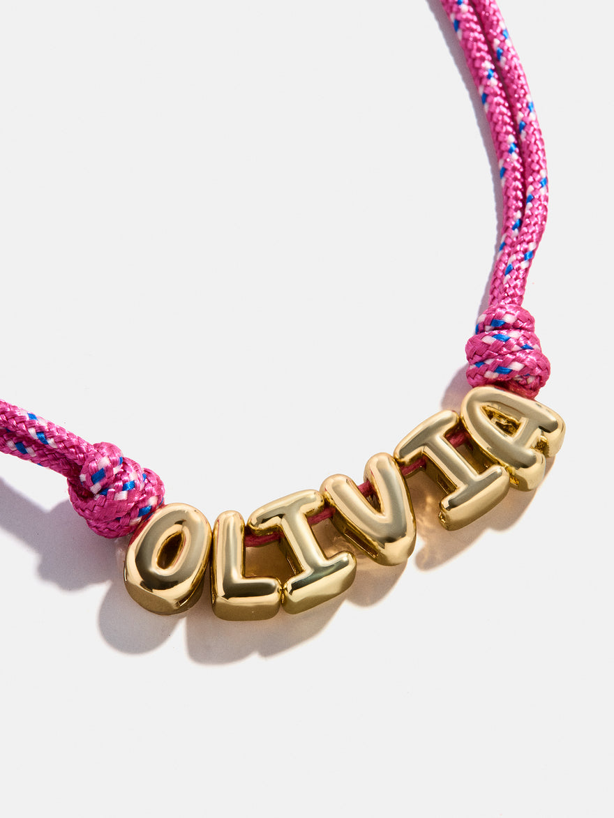 Bubble Letter Custom Paracord Necklace - Hot Pink