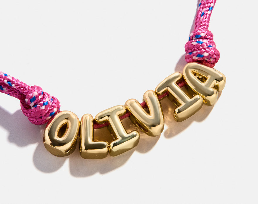 Bubble Letter Custom Paracord Necklace - Hot Pink