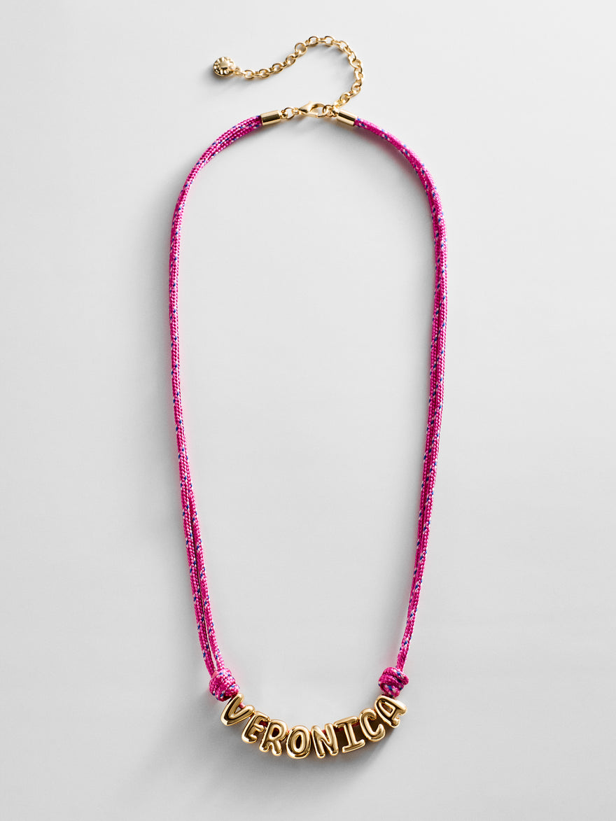Bubble Letter Custom Paracord Necklace - Hot Pink