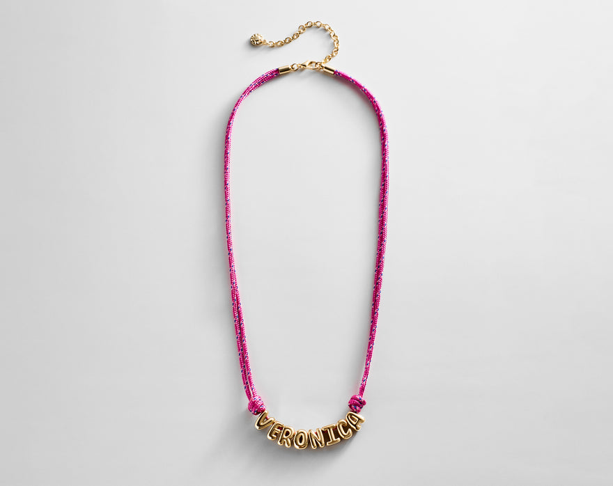 Bubble Letter Custom Paracord Necklace - Hot Pink