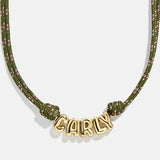 Bubble Letter Custom Paracord Necklace - Dark Green