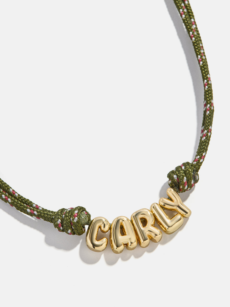 Bubble Letter Custom Paracord Necklace - Dark Green
