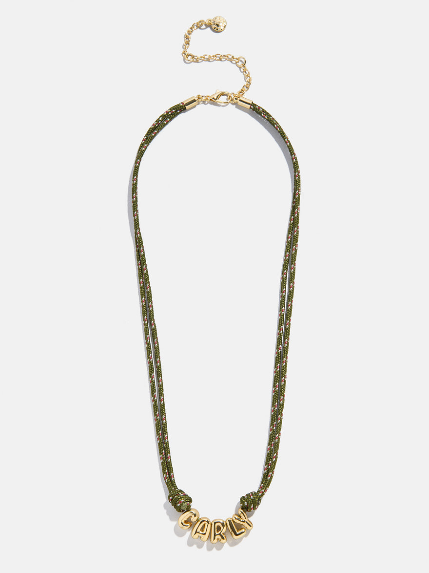 Bubble Letter Custom Paracord Necklace - Dark Green