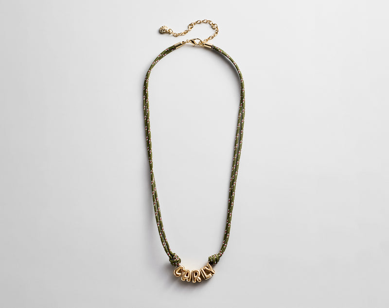 BaubleBar Bubble Letter Custom Paracord Necklace - Dark Green - 
    Personalized name necklace
  
