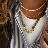 Bubble Letter Custom Paracord Necklace - Dark Green