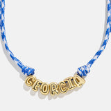 Bubble Letter Custom Paracord Necklace - Blue/White