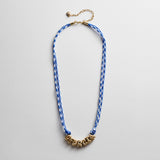 Bubble Letter Custom Paracord Necklace - Blue/White
