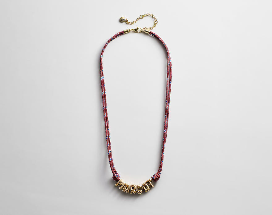 Bubble Letter Custom Paracord Necklace - Red