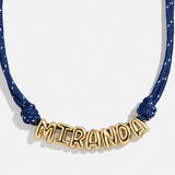 Bubble Letter Custom Paracord Necklace - Navy/White