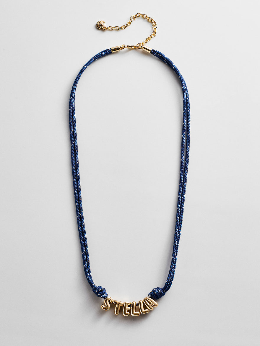 Bubble Letter Custom Paracord Necklace - Navy/White