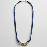 Bubble Letter Custom Paracord Necklace - Navy/White