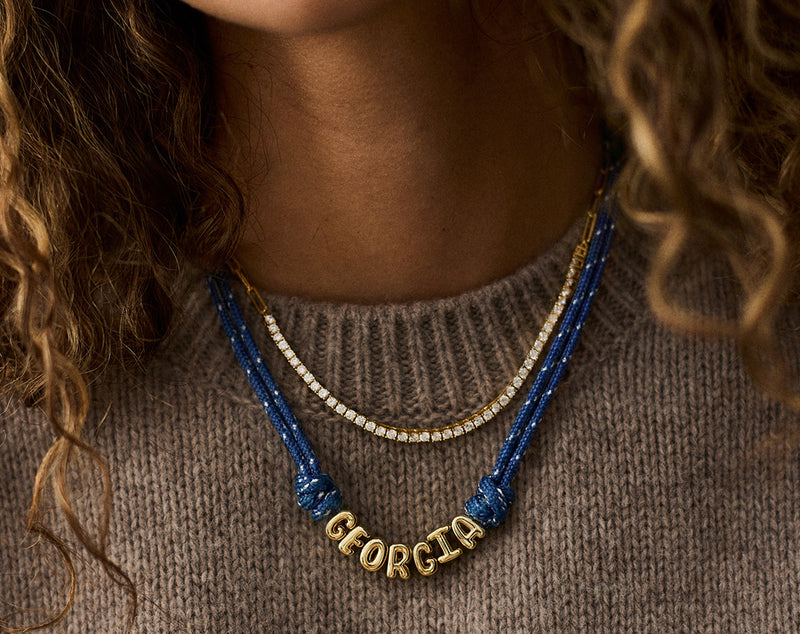 BaubleBar Bubble Letter Custom Paracord Necklace - Navy/White - 
    Personalized name necklace
  
