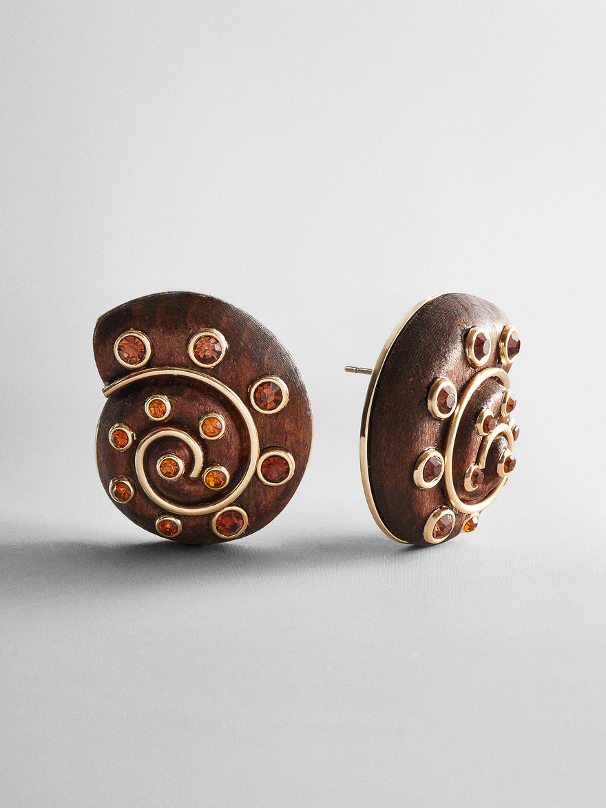 High Tide Shell Statement Earrings - Brown