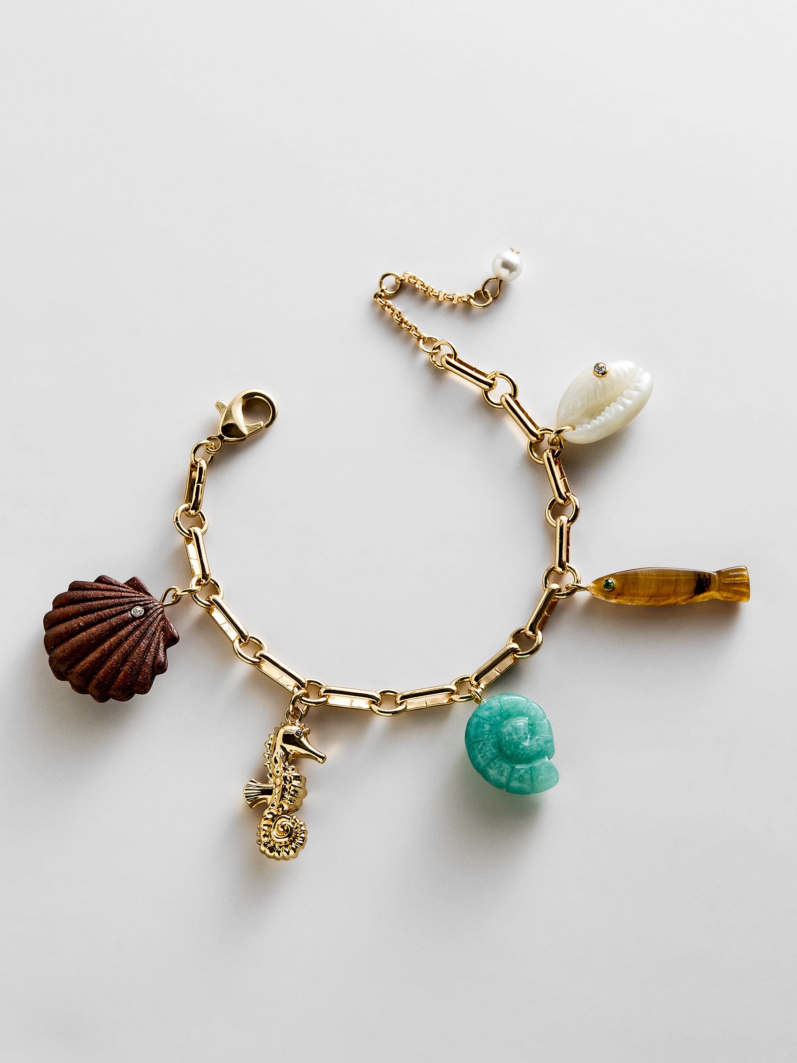 All At Sea Charm Bracelet - Gold/Turquoise