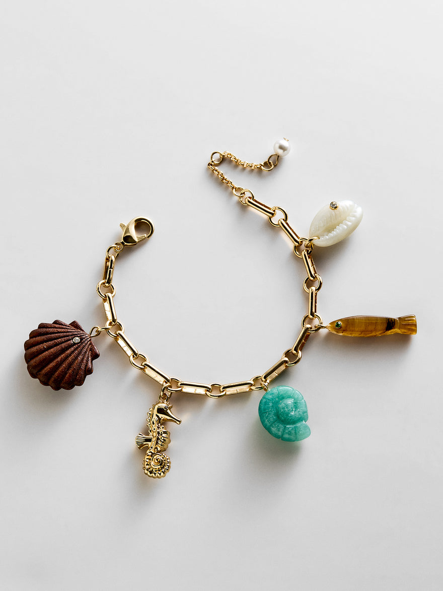 All At Sea Charm Bracelet - Gold/Turquoise