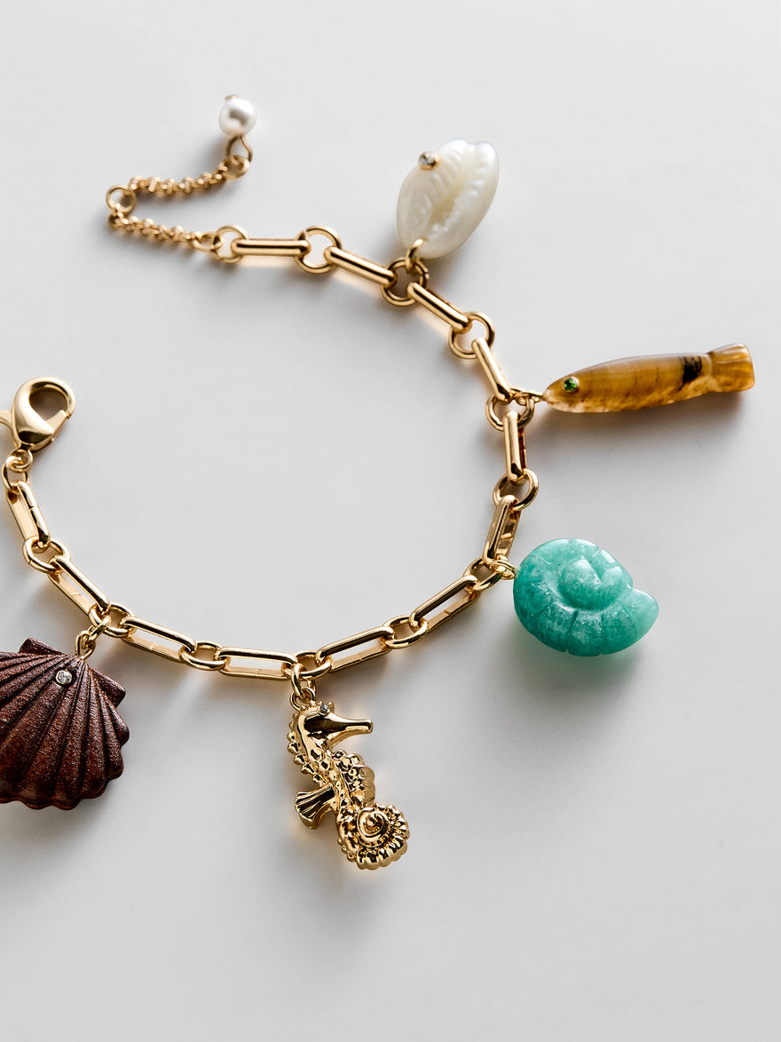 All At Sea Charm Bracelet - Gold/Turquoise