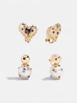 BaubleBar Tiny Treasures Kids' Clip-On Earring Set - Gold/Pearl - 
    Set of two hypoallergenic earrings for kids 
  
