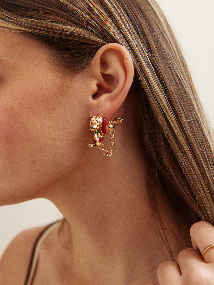Disney Pixar Slinky Dog Earrings - Gold/Pavé