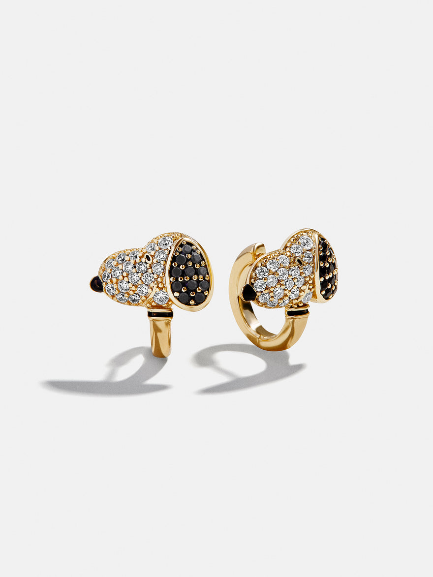 Peanuts Snoopy 14K Gold Earrings - Gold/Pavé