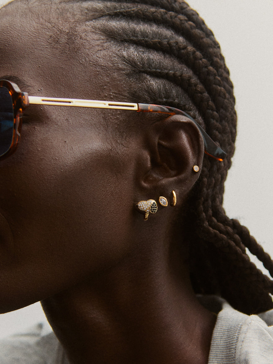 Peanuts Snoopy 14K Gold Earrings - Gold/Pavé