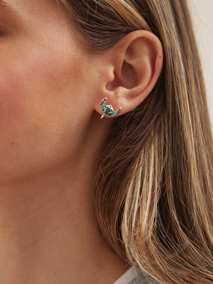 Disney Stitch 14K Gold Earrings - Gold/Blue