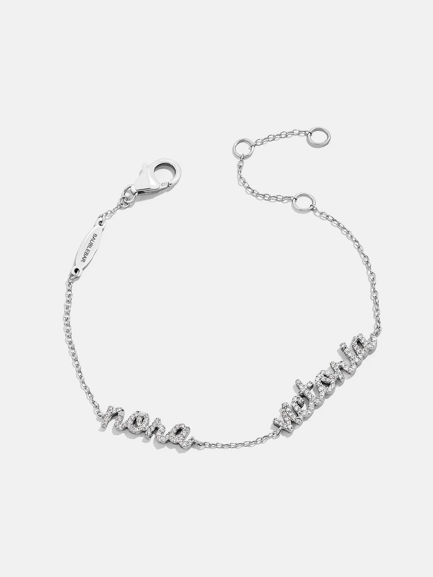 Sterling Silver/Pavé Custom Script Multi Name Bracelet - 2 Names